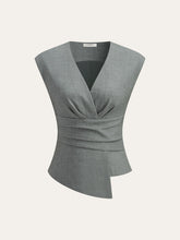 Ruched Waist V-Neck Asymmetric Top